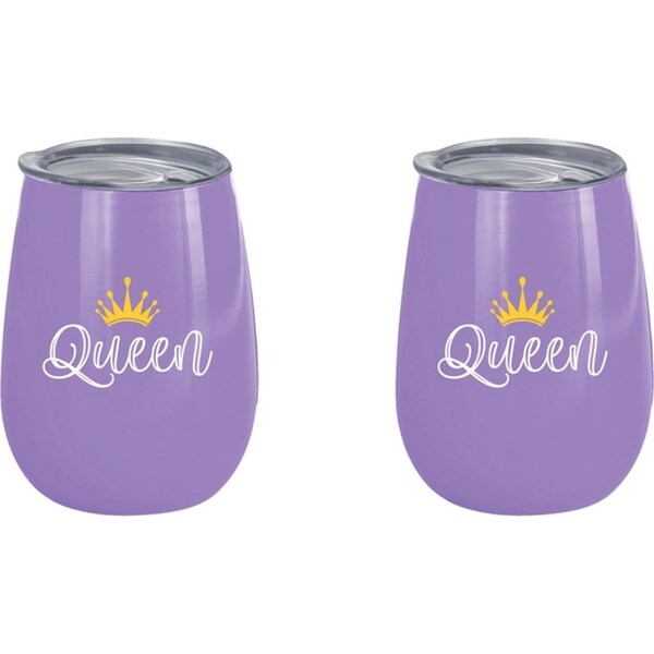 2x Queen 360ml Stainless Steel Double Walled Travel Tumbler Insulated Cup/Mug