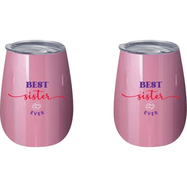 2x Best Sister Ever 360ml Stainless Steel Double Walled Tumbler Insulated Mug