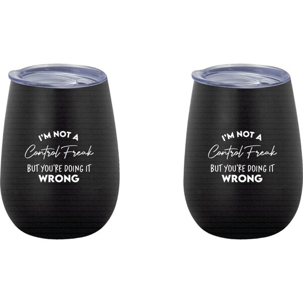 2x Im Not A Control Freak 360ml S/Steel Double Walled Tumbler Insulated Mug