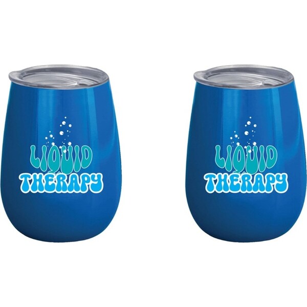 2x Liquid Therapy 360ml Stainless Steel Double Walled Tumbler Insulated Mug