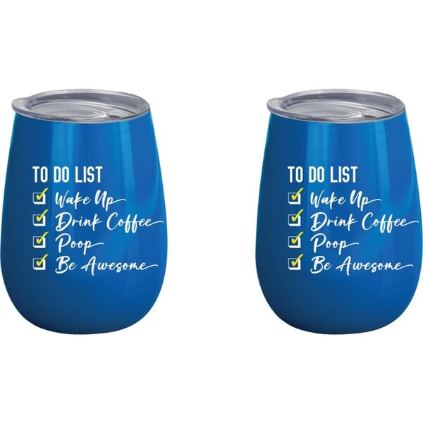 2x To Do List 360ml Stainless Steel Double Walled Tumbler Insulated Cup/Mug