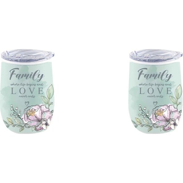 2x Family 360ml Stainless Steel Double Walled Travel Tumbler Insulated Mug Green