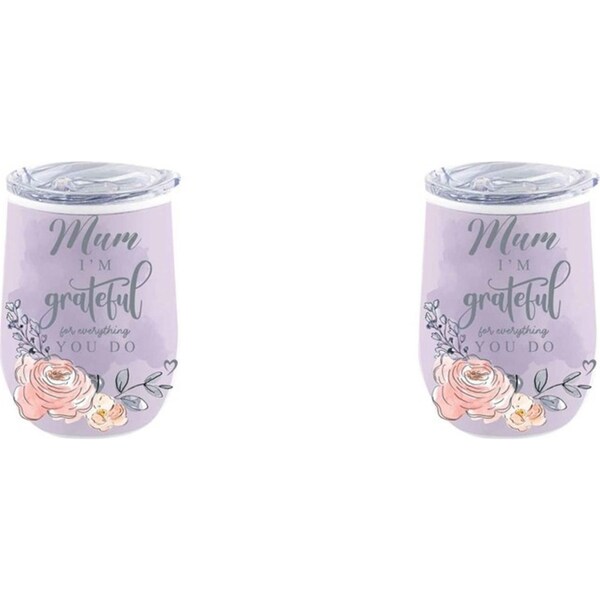 2x Mum 360ml Stainless Steel Double Walled Travel Tumbler Insulated Mug Purple