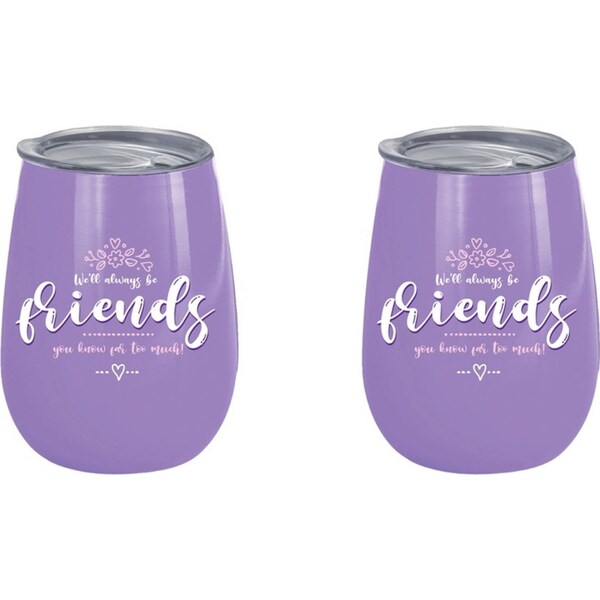 2x We'll Always Be Friends 360ml S/Steel Double Walled Tumbler Insulated Mug