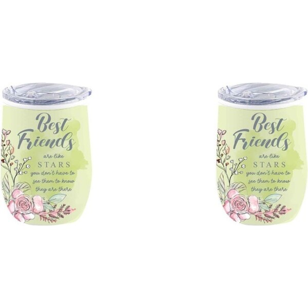 2x Best Friends 360ml Stainless Steel Double Walled Tumbler Insulated Mug Green
