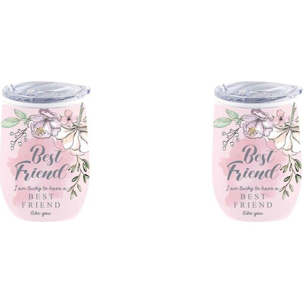 2x Best Friend 360ml Stainless Steel Double Walled Tumbler Insulated Mug Pink