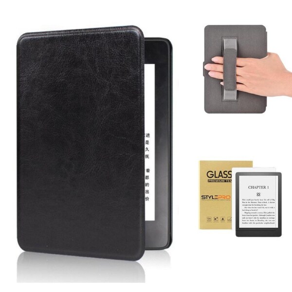 StylePro Kindle Package, Paperwhite 7" & Colorsoft 7" case with hand-strap plus screen protector, black