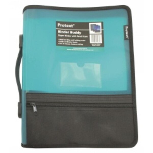 Binder Buddy Protext A4 2 Ring Binder, 25mm with Zipper, Handle, Pockets, and Presentation Case, Aqua – Versatile Document Organizer for Office, School, and Travel