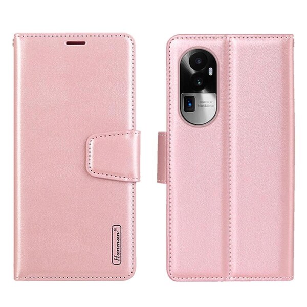 ZUSLAB Case for OPPO Reno 10 Hanman Leather Wallet Card Holder Cover - Rose Gold