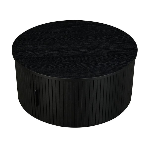 Norman 80cm Timber Round Coffee Table With Storage Black