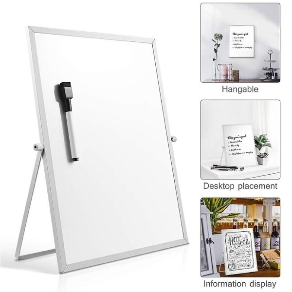Magnetic Dry Erase Board with Stand for Desktop Double Sided White Board Planner Reminder for Schoo