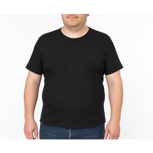 Mens Thermal Short Sleeve Top T Shirt Baselayer Cotton Blend Winter - Black X-Large (105cm)