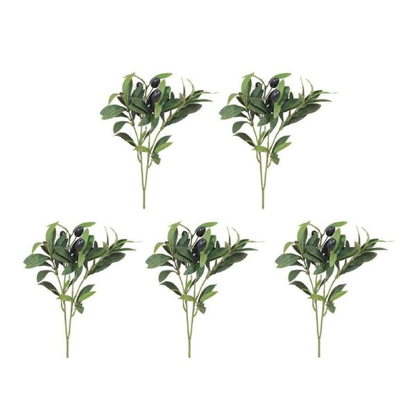 5PCS Artificial Olive Branch Greenery Fake Olive Leave with Fruit for Home Decor