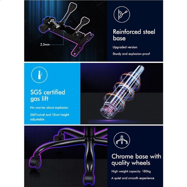 1 ALFORDSON Gaming Chair Office Executive Racing Footrest Seat PU Leather Vogler Series Black & Cyan