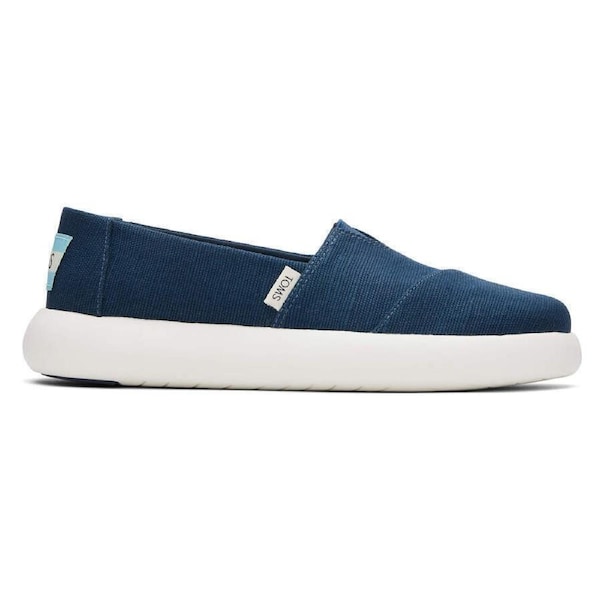 TOMS Womens Platform Alpargata Canvas Shoes Slip On Casual Shoes Flats - Blue US 9