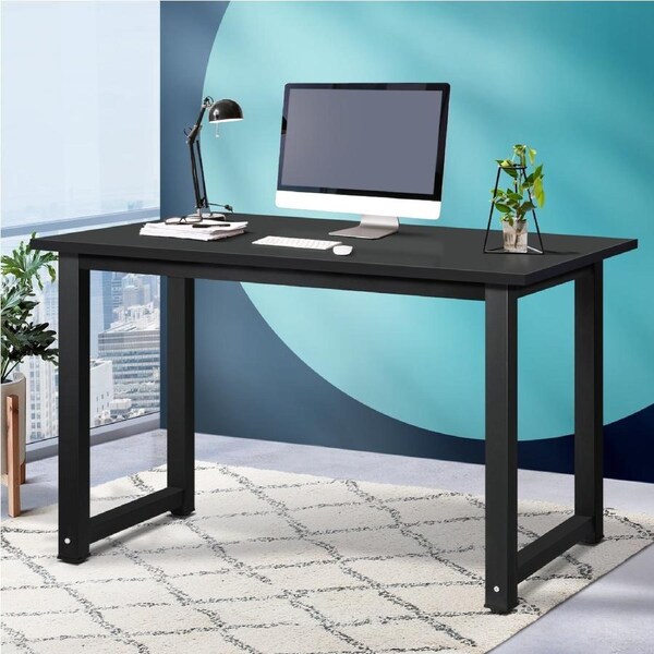 Oikiture Computer Desk Study Office Table Workstation Student Laptop Desks Black