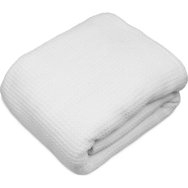 Algodon Single Sophie Cotton Waffle 300GSM Blanket Home/Room Bedding White