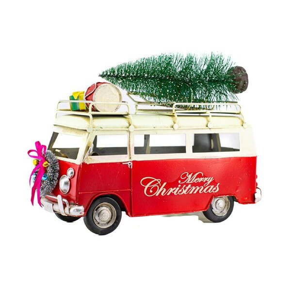 Boyle Metal Display Christmas Van w/ Tree Handmade Ornament Home Decor 26cm