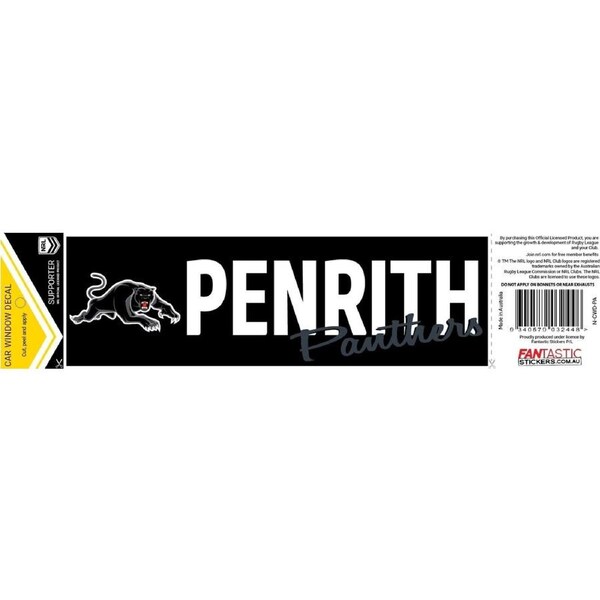 NRL Car Window Decal - Penrith Panthers - Sticker 280mm