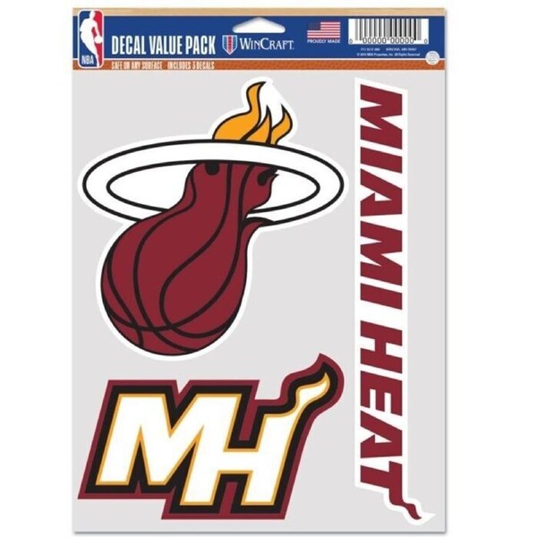 NBA 3 Decal Value Pack - Miami Heat - Sticker