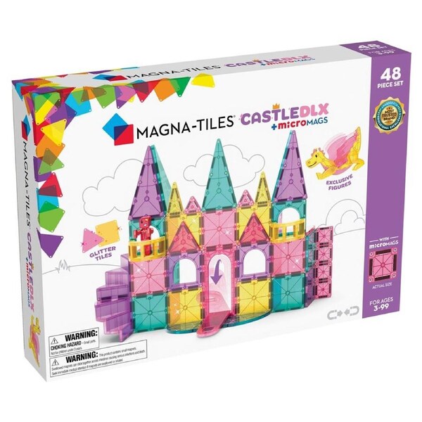 MAGNA-TILES - Castle DLX + microMAGS - 48 Piece Set
