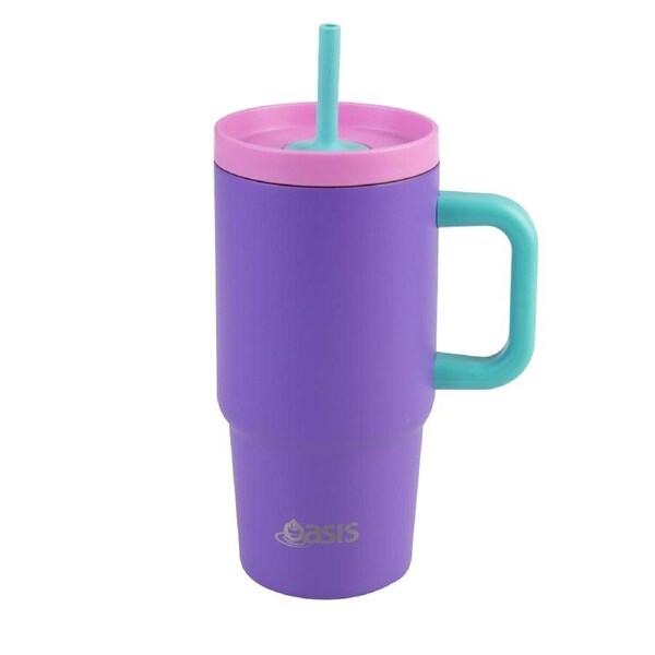 Oasis Stainless Steel Double Wall Junior 700ml Travel Tumbler - Mermaid Purple