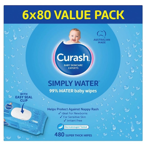 Curash Water Wipes 6X80 New formula