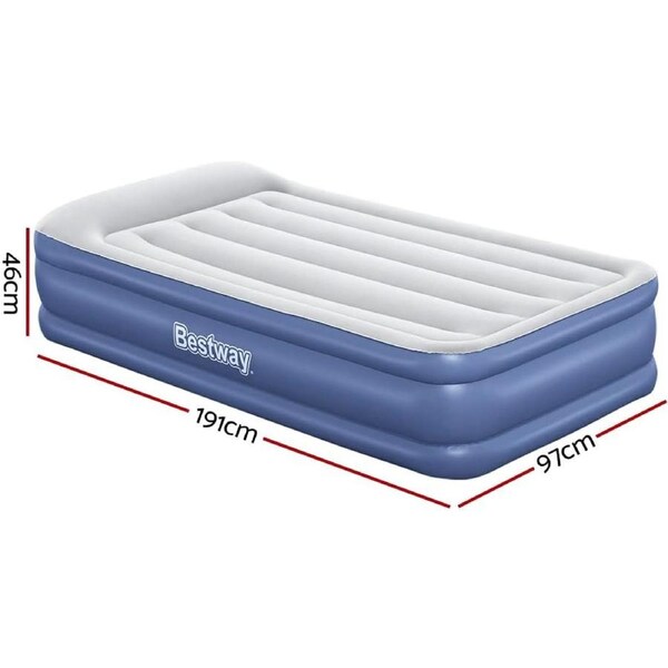 Bestway 1.91m x 97cm x 46cm Tritech Inflatable Air Mattress Twin Built-in AC Pump