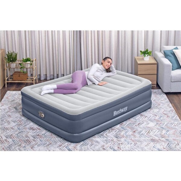 Bestway 2.03m x 1.52m x 51cm Tritech Air Inflatable Mattress Queen Built-in AC Pump