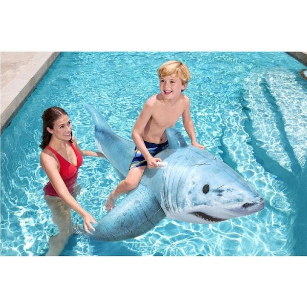 Bestway 1.83m x 1.02m Realistic Shark Pool Float, Inflatable Rubber Ride on for Kids