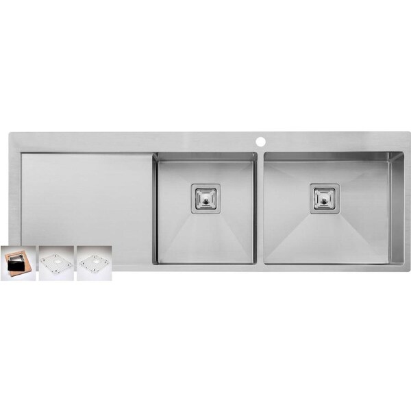 Oliveri Pro Series 1 & 3/4 Double Right Hand Bowl Inset Sink With Drainer PR1112