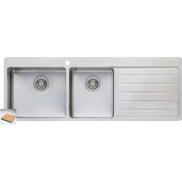 Oliveri Sonetto 1 & 3/4 Double Left Hand Bowl Inset Sink With Drainer SN1011