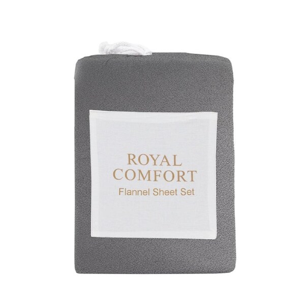 Royal Comfort Fleece Flannel Sheet Set Ultra Soft Warm Winter Thermal Bedding Charcoal / Single