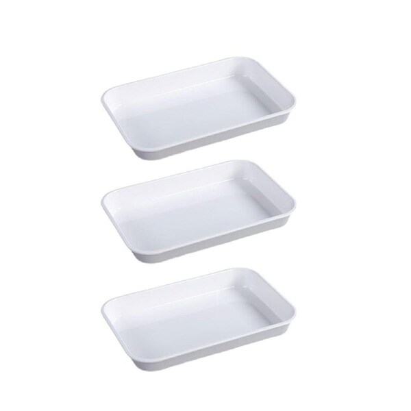 Rectangular White Plastic Deli Display Tray Dishes Serving Platter Food Plate
