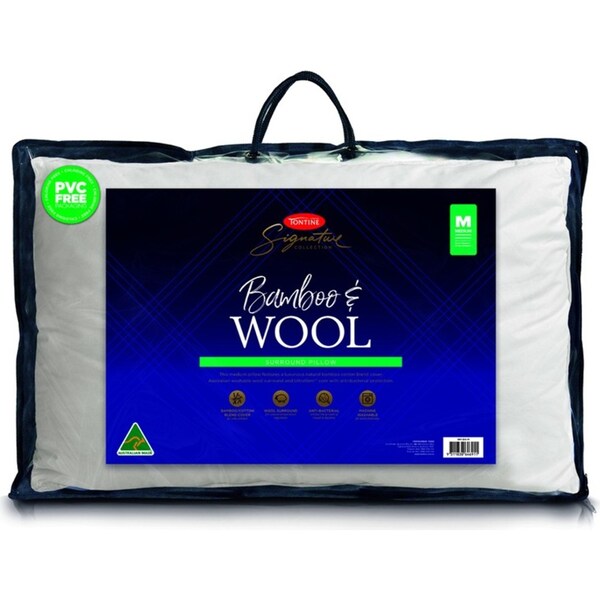 Tontine Signature Bamboo Cotton Wool Surround Medium Soft Sleeping Pillow