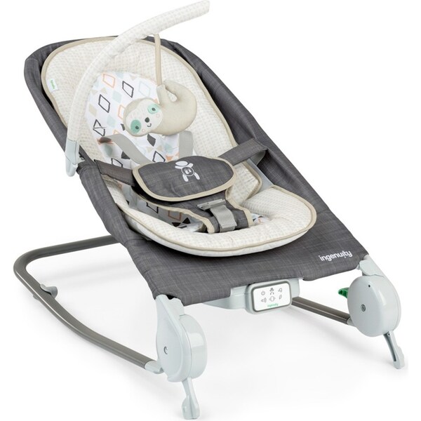 Ingenuity Happy Belly Rock-To-Bounce Baby Massage Seat Parker Grey 0m+