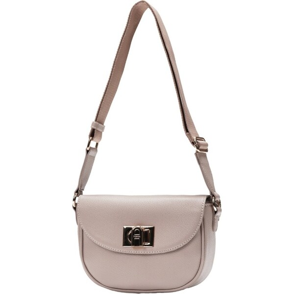 Tosca PU Small Womens Casual Saddle Flap Crossbody Handbag 21x15cm Apricot