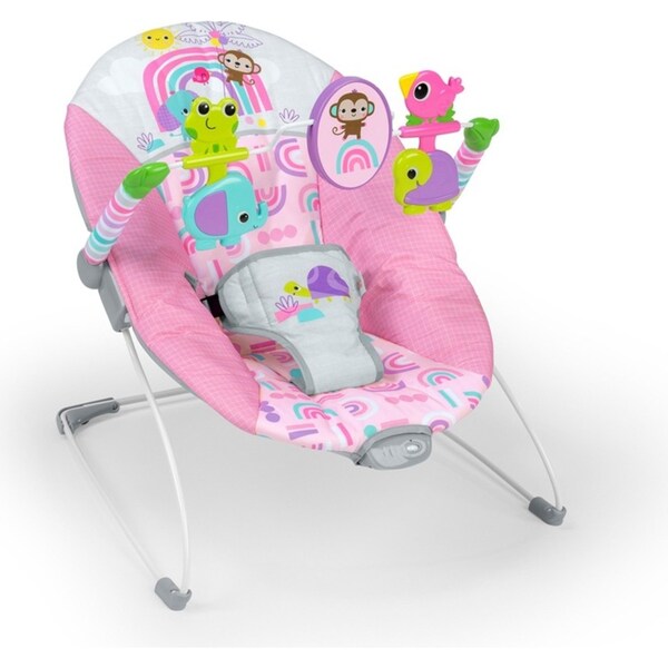 Bright Starts Pink Paradise Vibrating Baby/Infant/Toddler Bouncer Pink 0m+