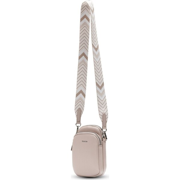 Tosca Womens PU Crossbody Mini Utility Phone Bag Carrier 19x12cm Natural