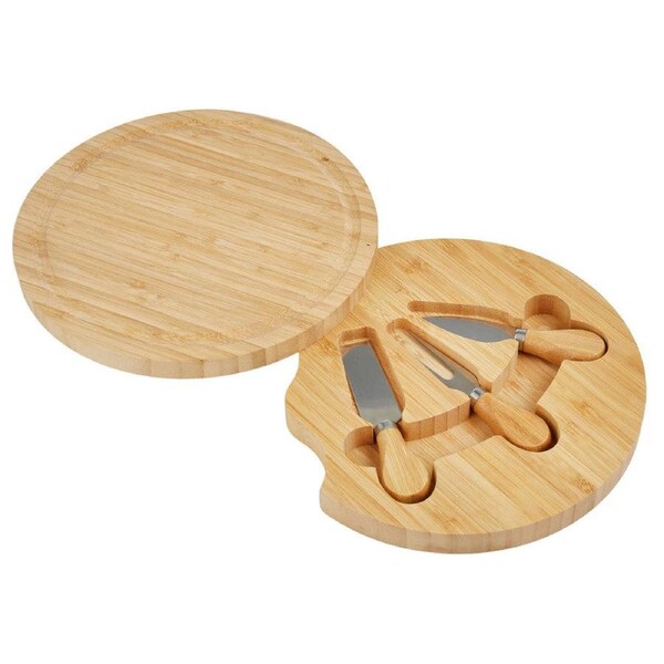 Davis & Waddell Bamboo Cheese Board With Set of 3 Knives
