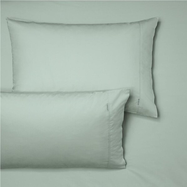 Bianca Heston 300TC Percale Cotton Fitted Sheet/Pillowcase Combo Sage Double