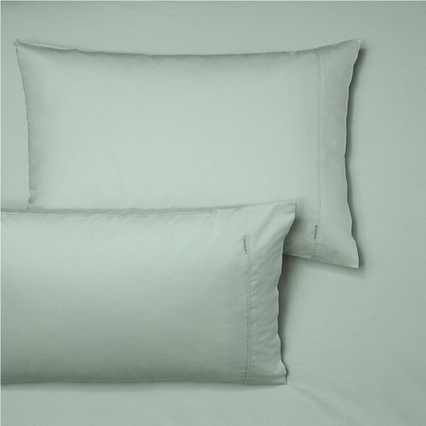 Bianca Heston 300TC Percale Cotton Fitted Sheet/Pillowcase Combo Sage King Single