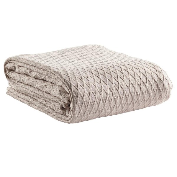 Bianca Gosford Blanket 100% Cotton Soft Sofa/Home Bedding Stone Queen/King
