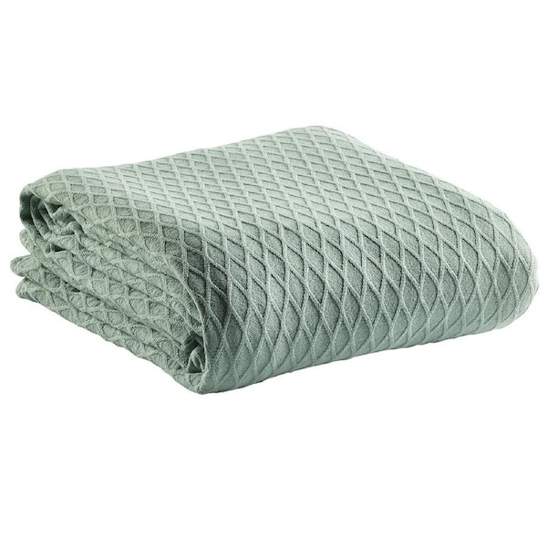 Bianca Gosford Blanket 100% Cotton Soft Sofa/Home Bedding Sage Super King