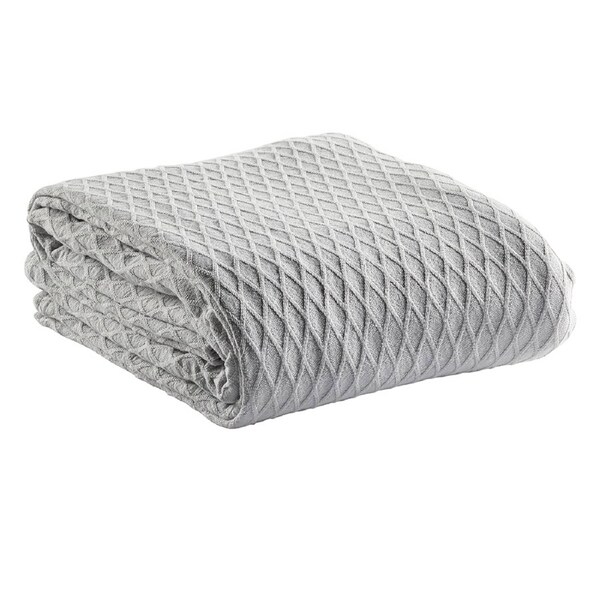 Bianca Gosford Blanket 100% Cotton Soft Sofa/Home Bedding Silver Queen/King