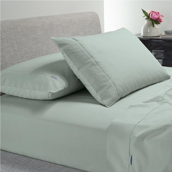 Bianca Heston 300TC Cotton Percale Flat/Fitted Sheet/Pillowcase Sage King