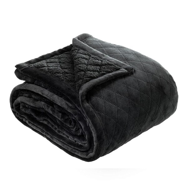 Bianca Mansfield Sherpa Blanket 480gsm Home/Room Bedding Charcoal Super King