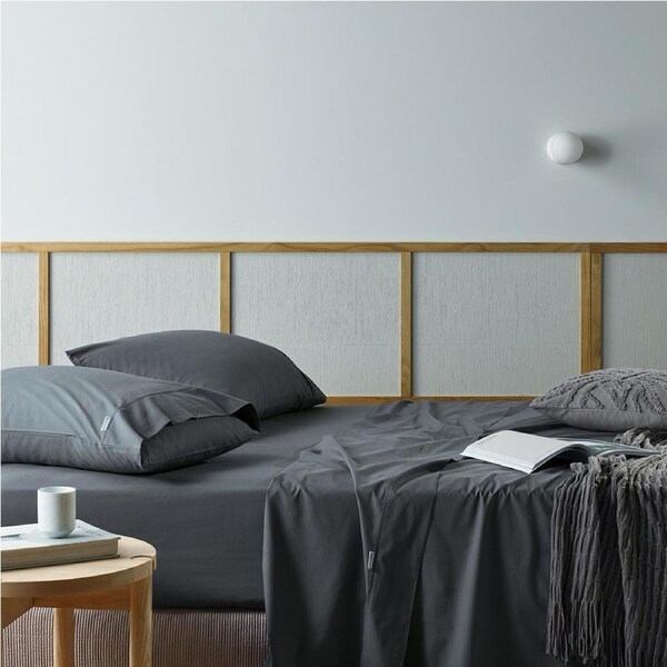Bianca Natural Sleep Recycled Cotton/Bamboo Sheet/Pillowcase Charcoal Split King