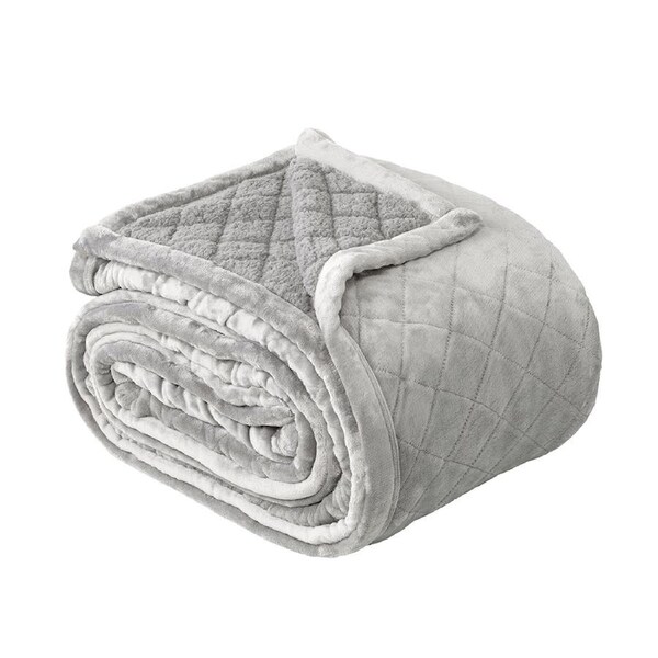 Bianca Mansfield Sherpa Blanket 480gsm Home Bedding Aluminium Queen/King