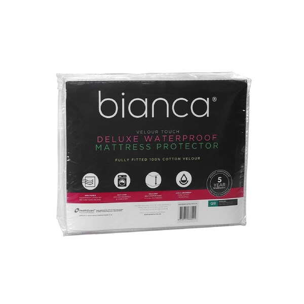 Bianca Velour Touch Mattress Protector Waterproof Home Bedding White King
